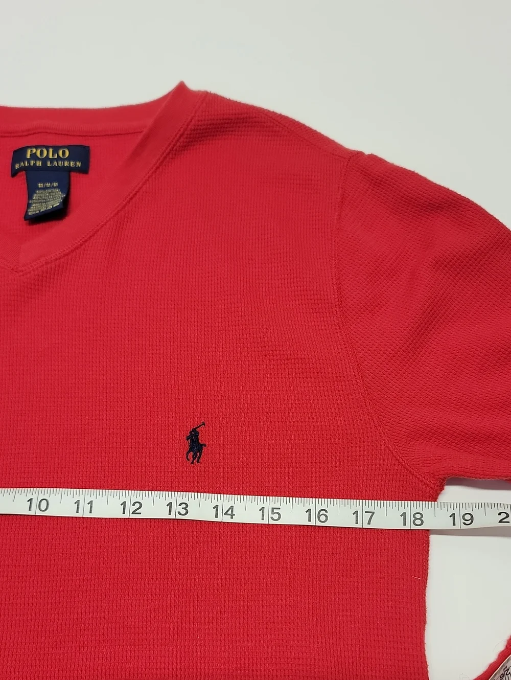 Polo by Ralph Lauren Red V-Neck Sweater with Navy Pony Men's Sz Medium